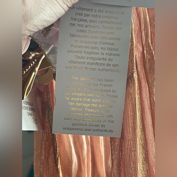 NWT Sundress Sophie Revolve Shiny Metallic Halter Maxi Resort DRESS in SAND Gold - Picture 7 of 14